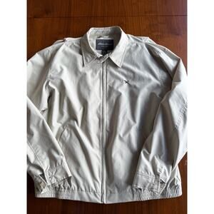 Eddie Bauer Men's Harrington Bomber Jacket Tan Khaki Full Zip - Size Large Tall